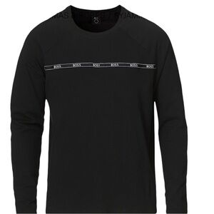 NWT Hugo Boss Men Black long Sleeve Tee with logo print in the front.